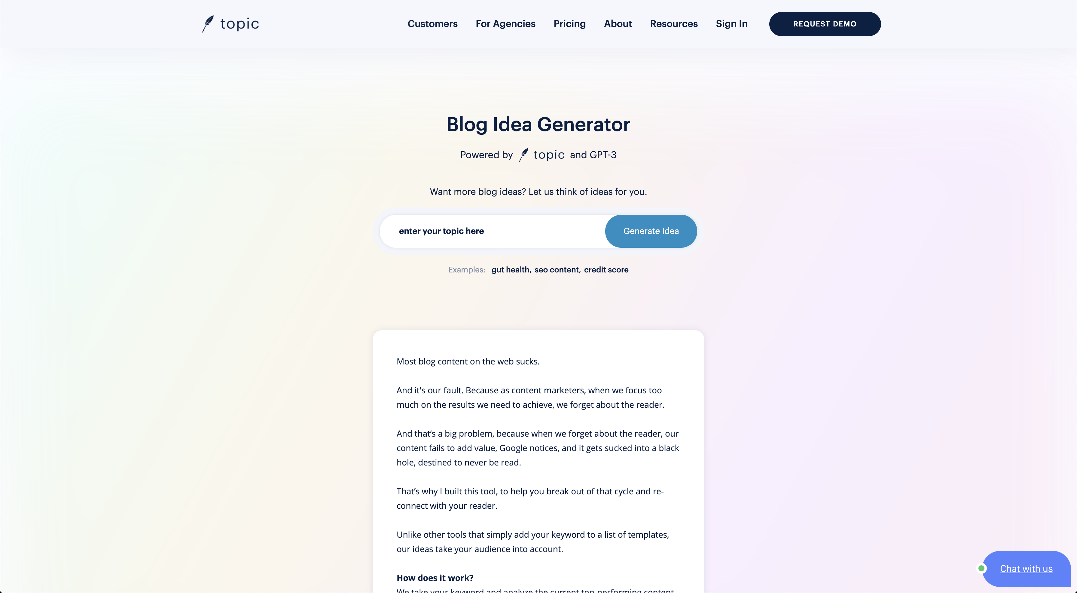 Blog Idea Generator by Topic - screen 1