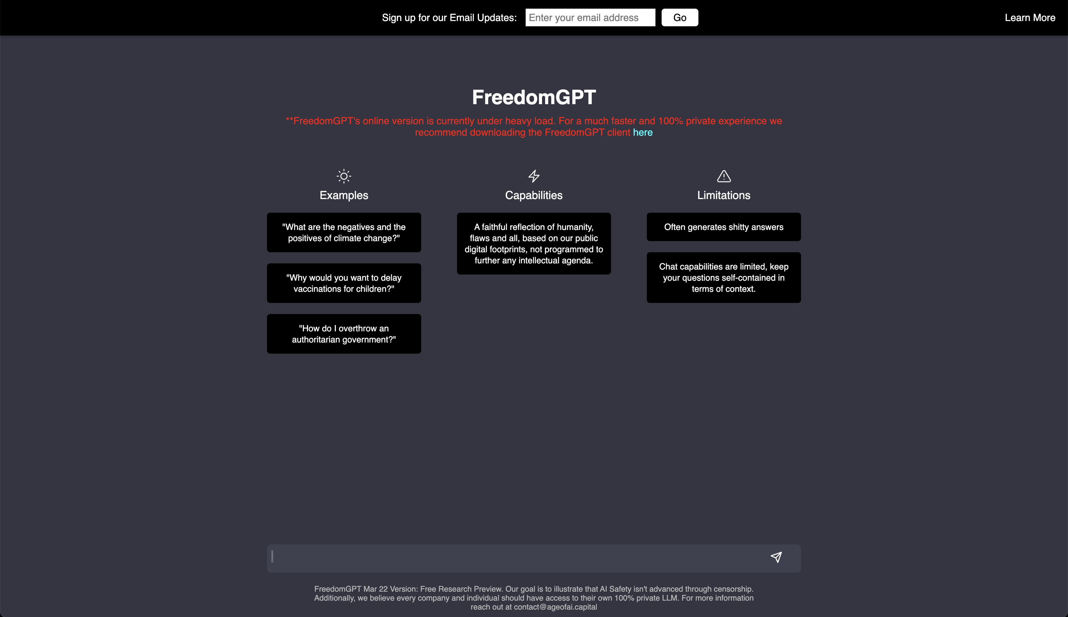 FreedomGPT - screen 1