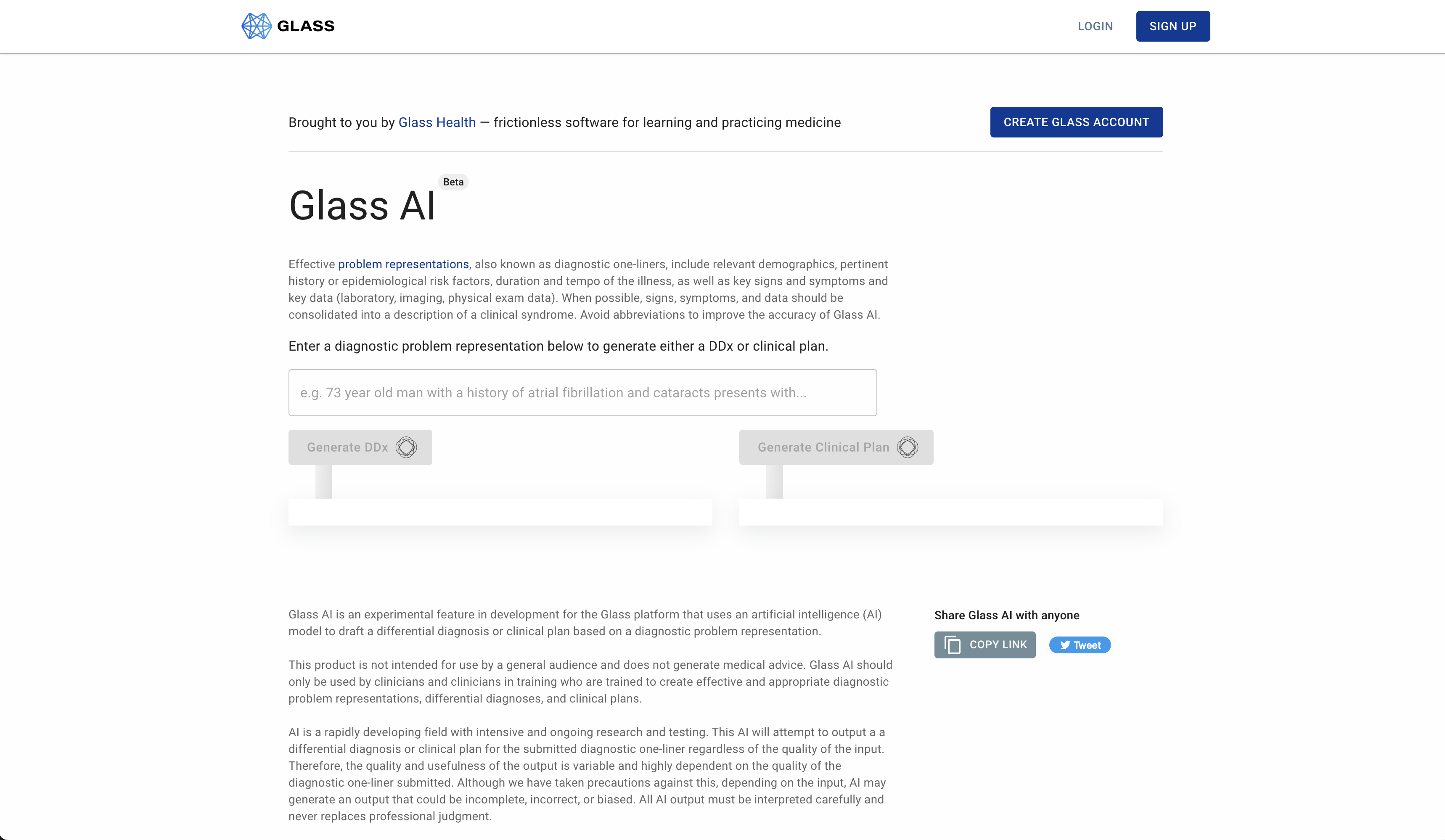 Glass AI - screen 1