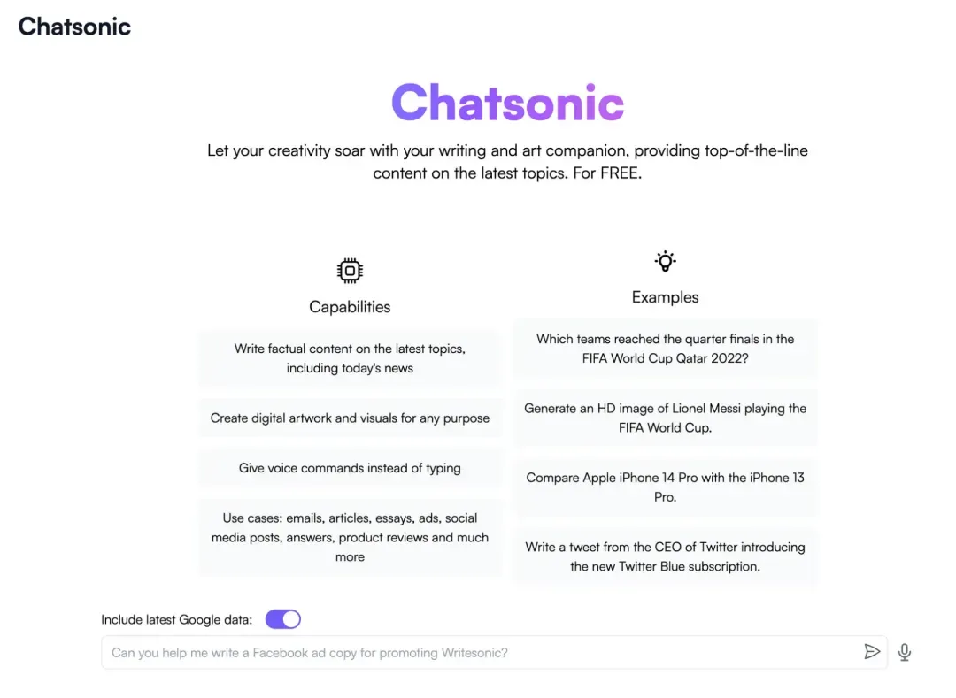 Chatsonic - screen 1