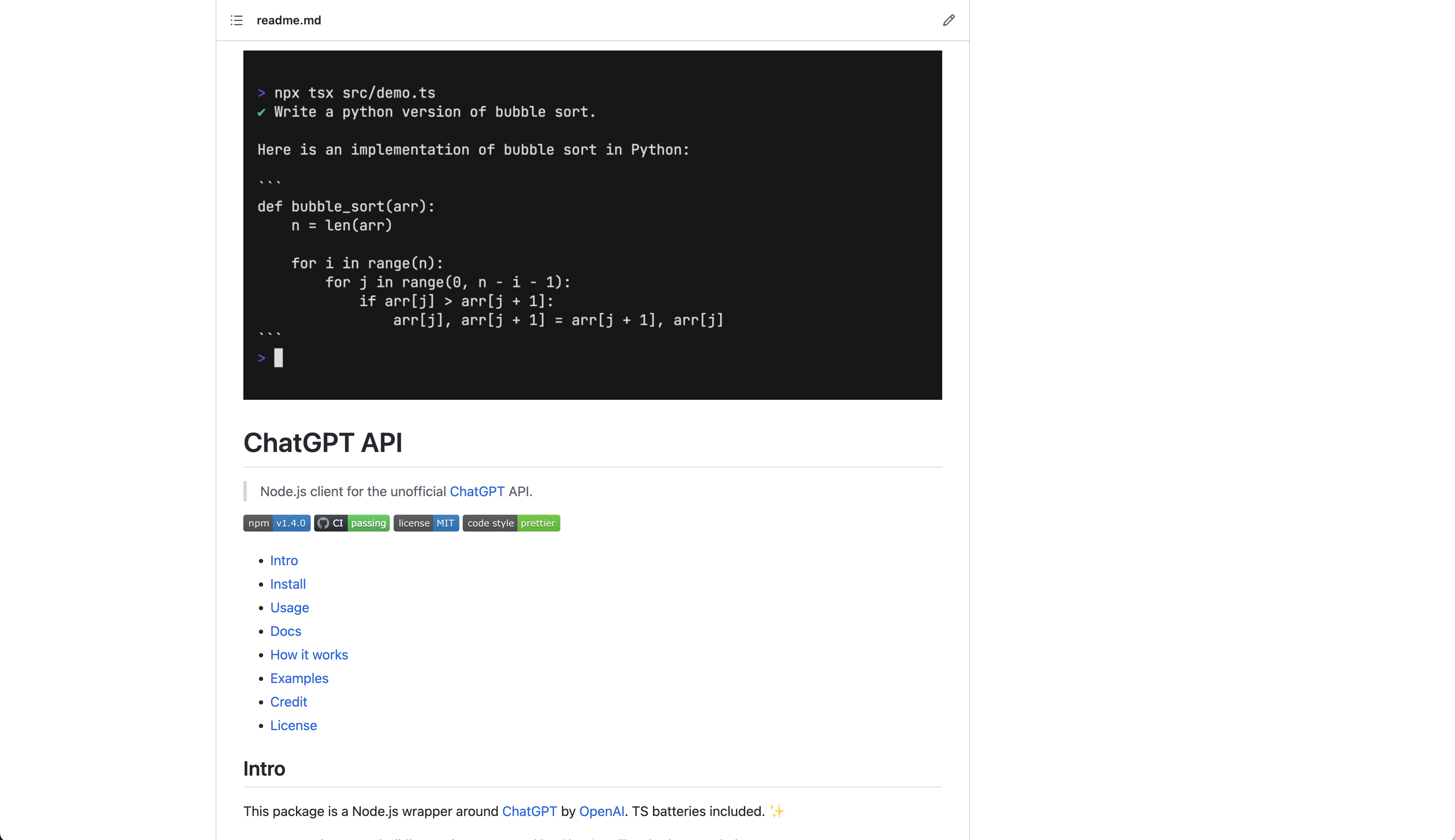 ChatGPT API (unofficial) - screen 1
