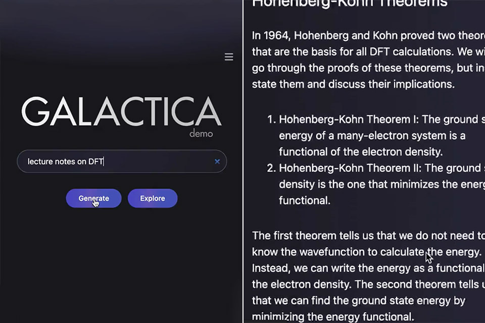 Galactica AI by Meta - screen 1