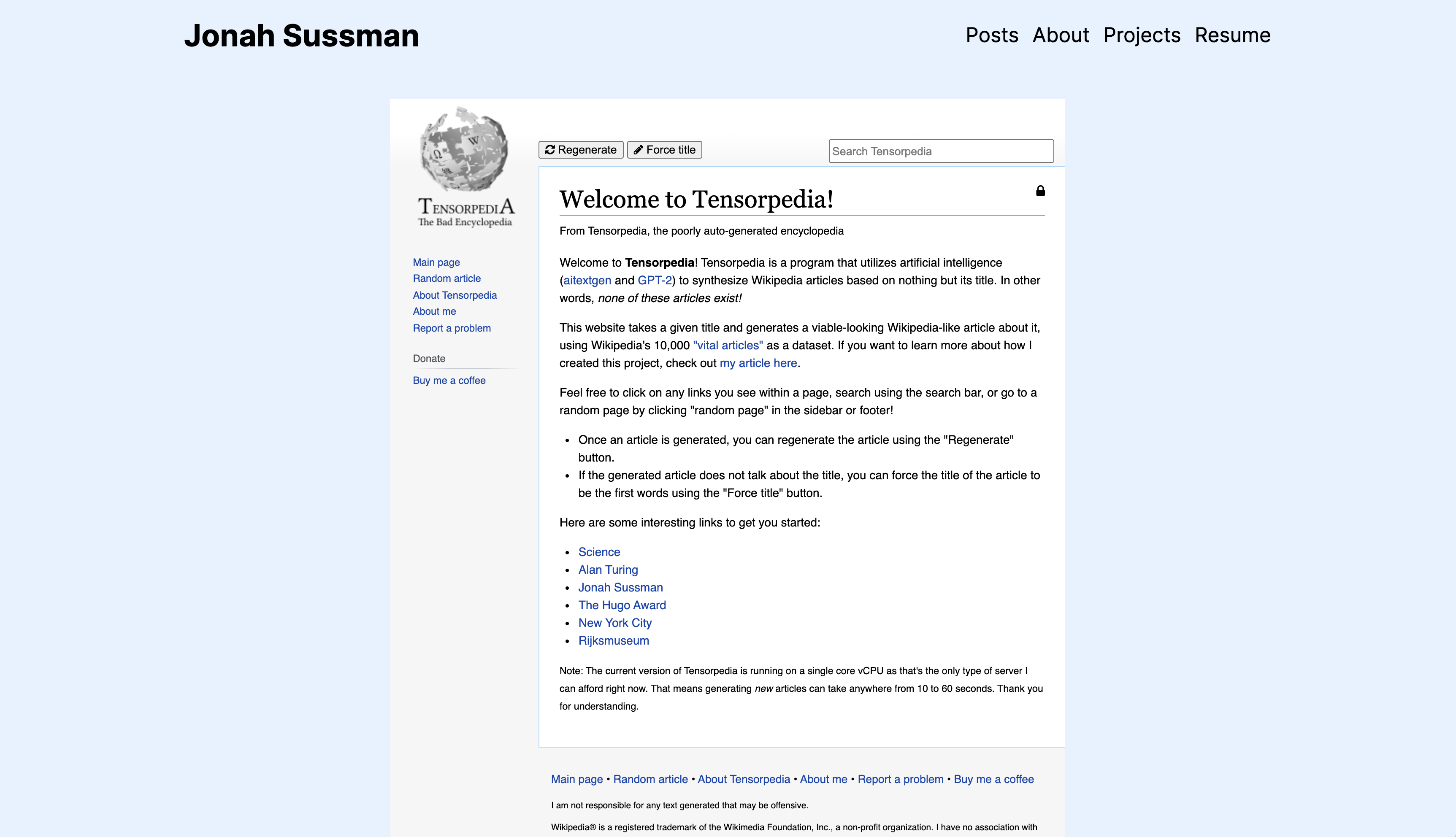 Tensorpedia - screen 1