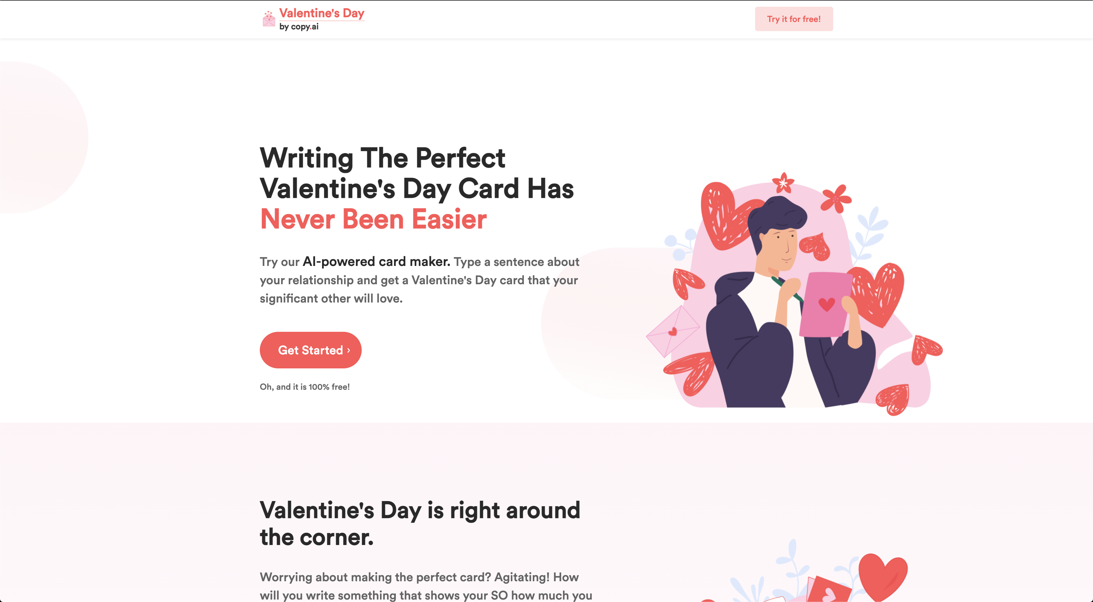 Valentine's Day Card Writer by CopyAI - screen 1