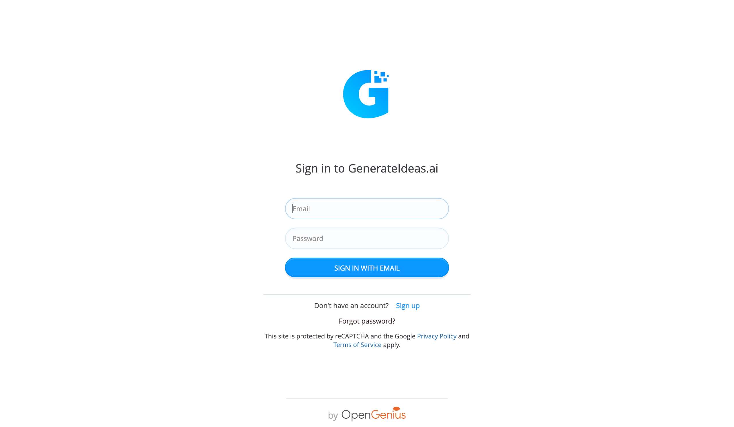 GenerateIdeas.ai - screen 1